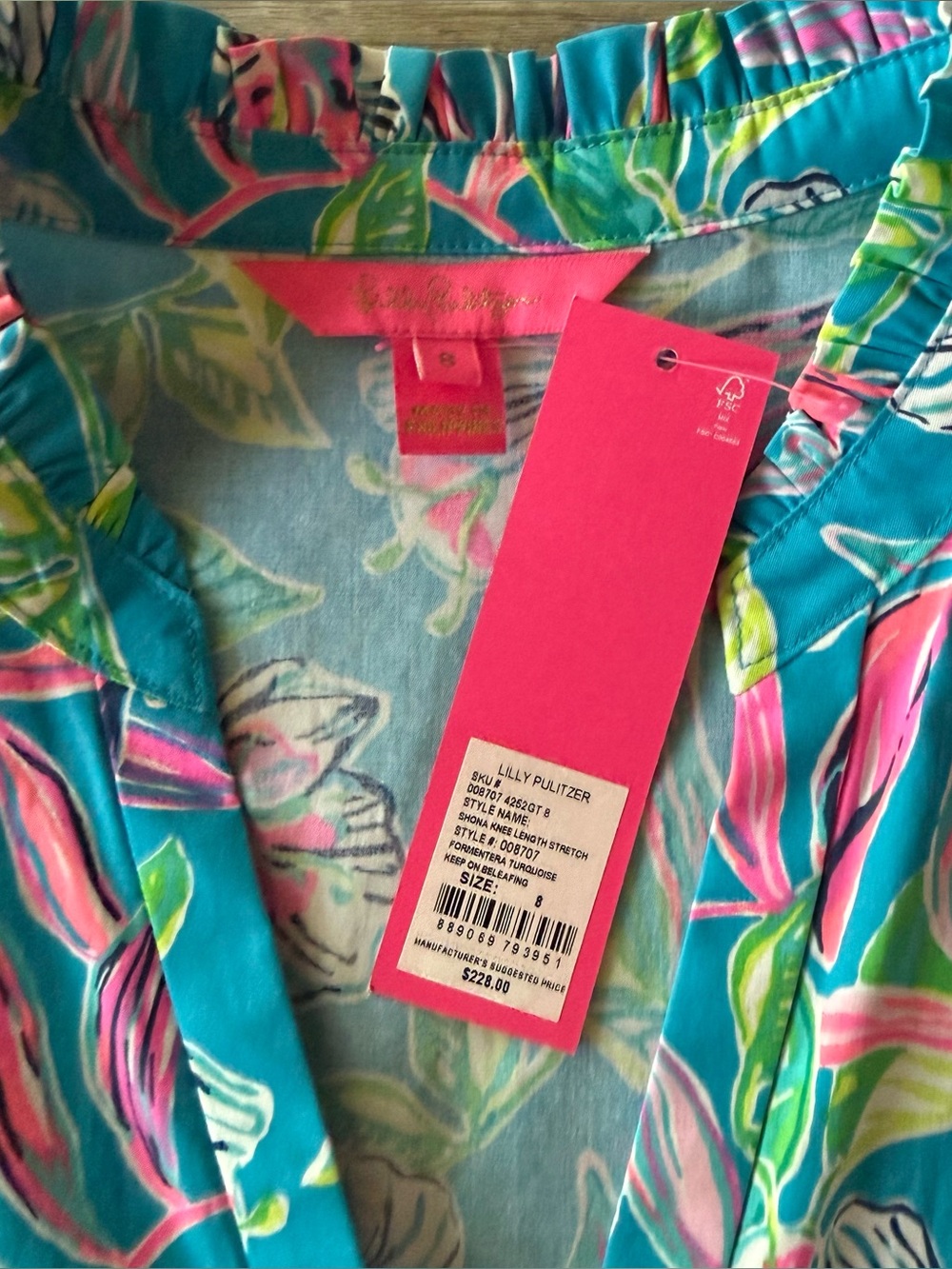 Lilly Pulitzer Shona Midi Shirtdress Turquoise Keep on Beleafin NEW women’s 8 - Picture 3 of 10